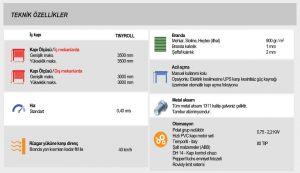Tinyroll Teknik Özellikler